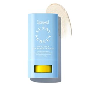 supergoop! sunnyscreen 100% mineral stick spf 50, 0.7 oz - face & body sunscreen for babies & kids - 100% non-nano mineral formula - pediatrician tested, hypoallergenic, fragrance & silicone free