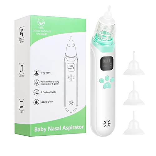 Electric Nasal Aspirator for Baby,USB Rechargeable Nose Sucker for Baby,Baby Nose Sucker with Adjustable 3 Levels Suction,Music and Light Soothing Function