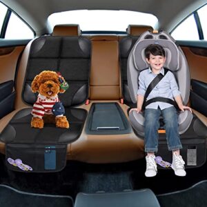 JVXYUIEH Car Seat Protector, 2 Pack Seat Protector for Child Car Seat, 600D Fabric Waterproof Carseat Protector Car Seat Cover with Non-Slip Backing for Child Pet Carseat with 2 Mesh Storage Pockets