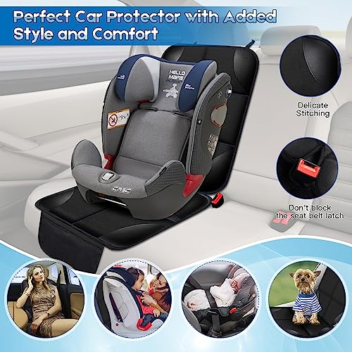 JVXYUIEH Car Seat Protector, 2 Pack Seat Protector for Child Car Seat, 600D Fabric Waterproof Carseat Protector Car Seat Cover with Non-Slip Backing for Child Pet Carseat with 2 Mesh Storage Pockets