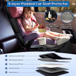 JVXYUIEH Car Seat Protector, 2 Pack Seat Protector for Child Car Seat, 600D Fabric Waterproof Carseat Protector Car Seat Cover with Non-Slip Backing for Child Pet Carseat with 2 Mesh Storage Pockets