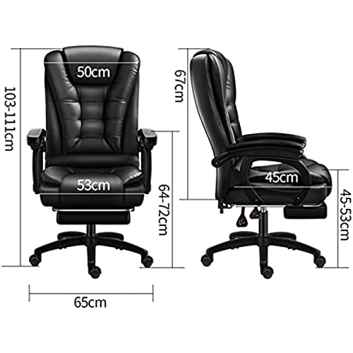 LETREM Executive Office Desk Chair with Armrest,Wheels and Footrest,PU Leather Home Office Desk Chairs,High Back Adjustable Ergonomic Managerial Rolling Swivel Task Chair with Massage A/Black/One sid