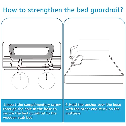 Y- Stop Toddler Bed Rails for Crib, Bed Rail for Toddlers with Reinforced Anchor Fit for Slats& Boxspring, Baby Bed Rail Guard Folding up, Sturdy Crib Rail Guard