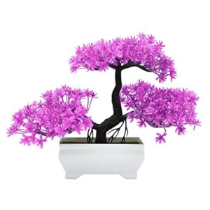 ZEEOZE Artificial Bonsai Tree Cloud Pine Bionic Plant Indoor Small Fake Plants Decor Zen Garden Desk Home Desktop Office Bathroom Shelf Bedroom Living Room Decorations (Rose Red)