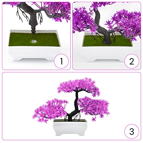 ZEEOZE Artificial Bonsai Tree Cloud Pine Bionic Plant Indoor Small Fake Plants Decor Zen Garden Desk Home Desktop Office Bathroom Shelf Bedroom Living Room Decorations (Rose Red)