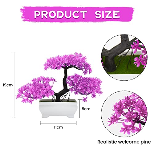 ZEEOZE Artificial Bonsai Tree Cloud Pine Bionic Plant Indoor Small Fake Plants Decor Zen Garden Desk Home Desktop Office Bathroom Shelf Bedroom Living Room Decorations (Rose Red)