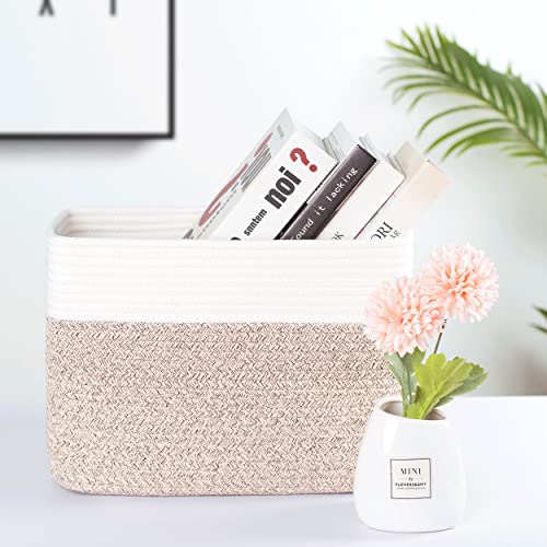 MINTWOOD Design Storage Basket for Shelves, Playroom and Classroom Storage Basket, Book Basket, Decorative Storage Cube Bin, Woven Closet Organizer, Baby Nursery Basket, Light Brown