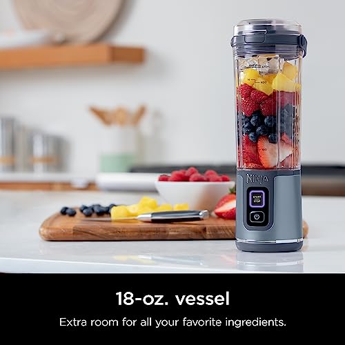 Ninja BC151NV Blast Portable Blender, Cordless, 18oz. Vessel, Personal Blender for Shakes & Smoothies, BPA Free, Leakproof Lid & Sip Spout, USB-C Rechargeable, Dishwasher Safe Parts, Denim Blue