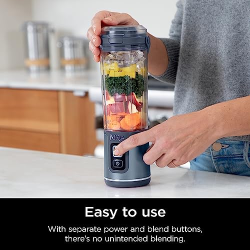 Ninja BC151NV Blast Portable Blender, Cordless, 18oz. Vessel, Personal Blender for Shakes & Smoothies, BPA Free, Leakproof Lid & Sip Spout, USB-C Rechargeable, Dishwasher Safe Parts, Denim Blue