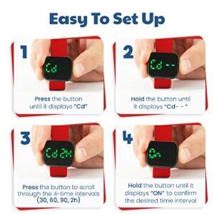 Potty Training Watch for Kids V2 – A Water Resistant Potty Reminder Device for Boys & Girls to Train Your Toddler with Fun/Musical & Vibration Interval Reminders with Potty Training eBook (Red)