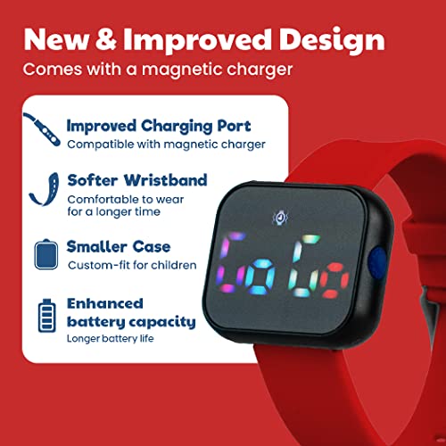 Potty Training Watch for Kids V2 – A Water Resistant Potty Reminder Device for Boys & Girls to Train Your Toddler with Fun/Musical & Vibration Interval Reminders with Potty Training eBook (Red)