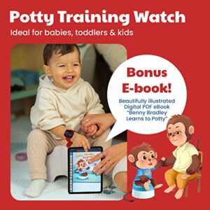 Potty Training Watch for Kids V2 – A Water Resistant Potty Reminder Device for Boys & Girls to Train Your Toddler with Fun/Musical & Vibration Interval Reminders with Potty Training eBook (Red)