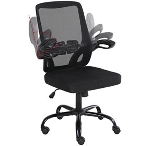 mesh office chair ergonomic office chair with arm flip up and back support office chair, adjustable height executive office chair for computer desk home office chair black