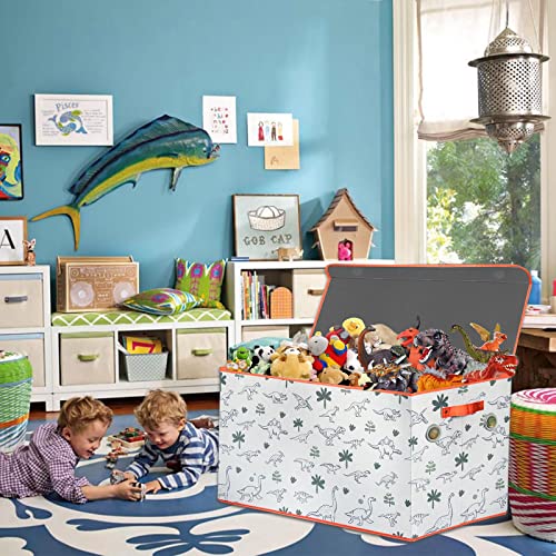 VERONLY Extra Large Toy Box Chest for Kids,Collapsible  Dinosaur Toy Organizers and Storage,Sturdy Magnetic Toy Storage Bins Containers for Boys,Girls,Nursery,Playroom(106L MDF Dinosaur)