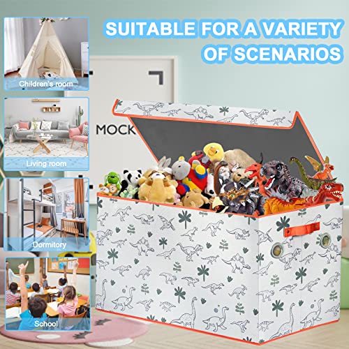 VERONLY Extra Large Toy Box Chest for Kids,Collapsible  Dinosaur Toy Organizers and Storage,Sturdy Magnetic Toy Storage Bins Containers for Boys,Girls,Nursery,Playroom(106L MDF Dinosaur)