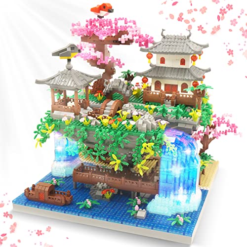 Beego Cherry Blossom Flowers Bonsai Tree Mini Building Kit Set Compatible with Lego, Chinese Architecture Building Blocks with Light, Japanese Sakura Tree House Gift for Adults and Kids(3320PCS)