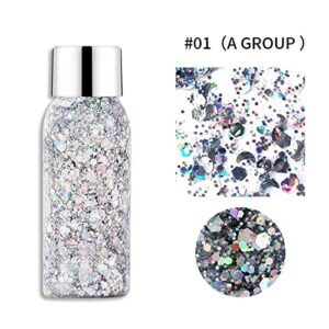 Colour Body Glitter Gel Scale Set Sequins Skin Long Lasting Sparkling Eyeshadow Lip Nail Hair Painting Glitter Decorate Art Festival Party Make Up Powder Set Glitter Eye Makeup