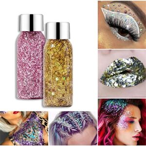 Colour Body Glitter Gel Scale Set Sequins Skin Long Lasting Sparkling Eyeshadow Lip Nail Hair Painting Glitter Decorate Art Festival Party Make Up Powder Set Glitter Eye Makeup