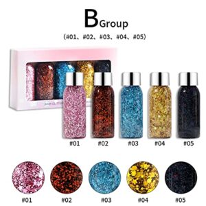 Colour Body Glitter Gel Scale Set Sequins Skin Long Lasting Sparkling Eyeshadow Lip Nail Hair Painting Glitter Decorate Art Festival Party Make Up Powder Set Glitter Eye Makeup