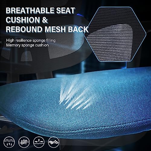 Ergonomic Mesh Office Chair with Retractable Footrest - High Back Computer Chair, Lumbar Support, 4D Adjustable Armrest and Headrest, Durable Base - Multifunctional Home Office Desk Chair for Adults