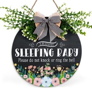 baby sleeping sign for front door 12 inches funny do not knock or ring doorbell sign wreath baby is sleeping sign with buffalo plaid bow decoration do not disturb sign for home baby room nursery