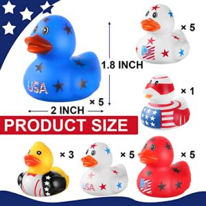 Patriotic Rubber Ducks - 24 Pcs Independence Day Novelty Funny Squeeze Baby Shower Bathtub Ducks for Fourth of July Party Supplies