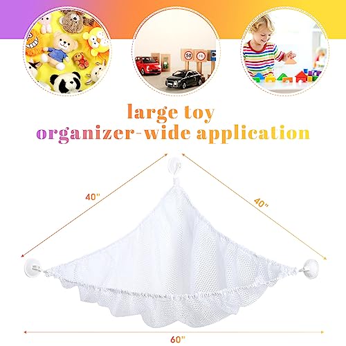 Berlune 2 Set Stuffed Animal Net or Hammock with LED Light, Stuffed Animal Storage Stuffed Animal Hammock Corner Toy Hammock Stuffed Animal Organizer with Clips Hooks for Bedroom Nursery Decor