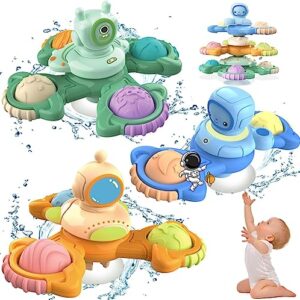 saeifin 3pcs suction cup spinner toy for baby, spinners for 2 year old boy girl, plane travel toddler sensory toy, birthday gift for 18 month, window toys for infant