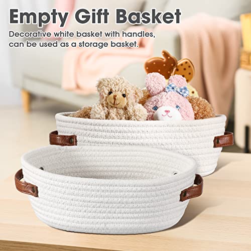 Geetery 4 Pcs Small Woven Basket Mini Cotton Rope Storage Basket with Handle Home Storage Basket for Organizing Cat Dog Toys Bin Cute Gift Baskets Empty for Nursery Room Kids Room