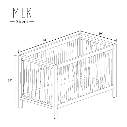 Milk Street Baby 4 in 1 Convertible Baby Crib | Converts to Toddler Bed, Daybed and Full-Size Bed, Fits Standard Full-Size Crib Mattress, 100% Solid Wood, White & Natural