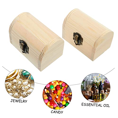 GARVALON 2pcs Pirate Treasure Chest Wooden Box Kids Storage Organizer for Kids Jewelry Organizer Storage Bins with Lids for Unfinished Wood Treasure Chest Mini Earring Box Wooden