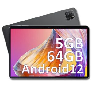 oscal 2023 latest android 12 tablet, 10.1 inch tablets with 64gb rom 1tb expand, 25w/6580mah fast charging, 1280x800 ips hd touch screen, 2+5mp dual camera, wifi, bluetooth, grey