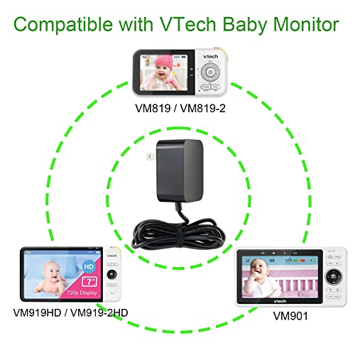 Power Cord for VTech VM901 VM919HD VM919-2HD VM819 VM819-2 PU Baby Monitor Handheld Screen Parent Unit (Not for Cam) Replacement 5V Charger UL Aadpter with 5ft Cable - LEFXMOPHY