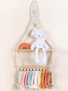 povetire macrame hanging shelves for nursery for nursery,boho baby headband holder organizer rope decor wall hanging decor for toddler girls room