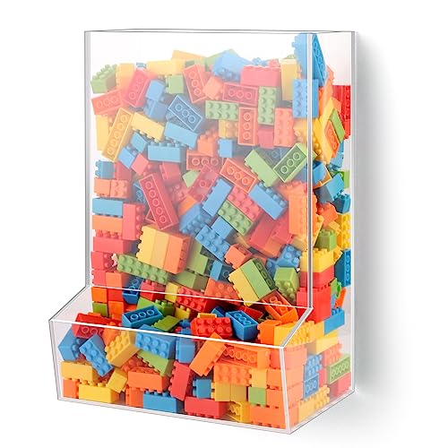 BSSOYAMM Acrylic Wall Toy Dispenser, Self Adhesive Wall Toy Organizer for Kids, Clear Storage Bin for Playroom, No Drilling Toy Storage Wall Mounted for Cars, Blocks,Trains, Darts, Snacks, Balls