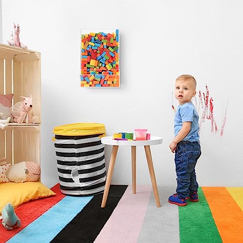 BSSOYAMM Acrylic Wall Toy Dispenser, Self Adhesive Wall Toy Organizer for Kids, Clear Storage Bin for Playroom, No Drilling Toy Storage Wall Mounted for Cars, Blocks,Trains, Darts, Snacks, Balls