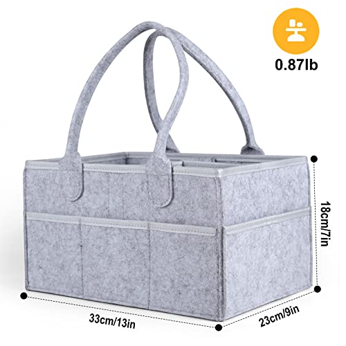 VOISEN Baby Diaper Caddy Organizer, Nursery Storage Basket Bin Baby Car Bag Portable Diaper Organizer Caddy for Nursery Newborn Boy and Girl (Gray)