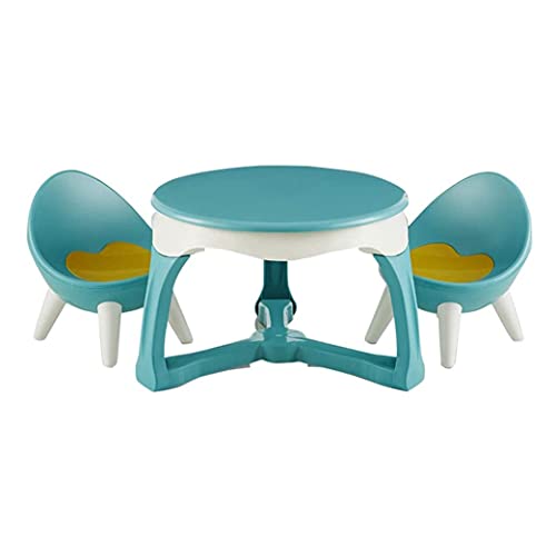 Walnut Children's Table and Chair Set Kindergarten Study Table Chair Baby Game Writing Desk Plastic Household (Color : E)