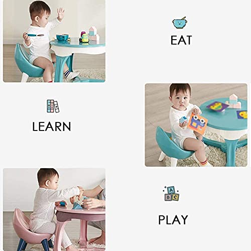 Walnut Children's Table and Chair Set Kindergarten Study Table Chair Baby Game Writing Desk Plastic Household (Color : E)