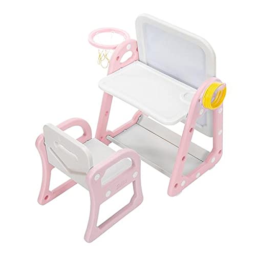 Walnut New 52cm * 67cm * 68cm Plastic Children's Table and Chair Drawing Board Set with Shooting Ring 1 Table and 1 Chair (Color : D)