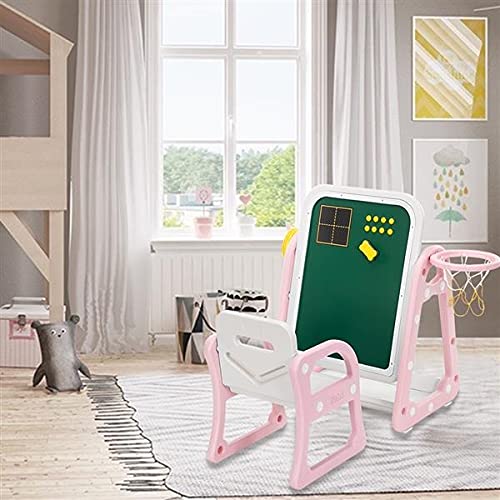 Walnut New 52cm * 67cm * 68cm Plastic Children's Table and Chair Drawing Board Set with Shooting Ring 1 Table and 1 Chair (Color : D)