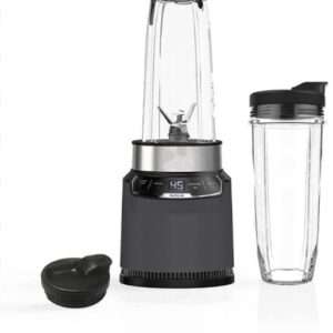 Ninja BN401-A Nutri Pro Compact Personal Blender, Auto-iQ Technology, 1100-Peak-Watts, for Frozen Drinks, Smoothies, Sauces & More, with (2) 32-oz. To-Go Cups & Spout Lids, Gray (2) 32-oz. To-Go Cups, Dark Gray)