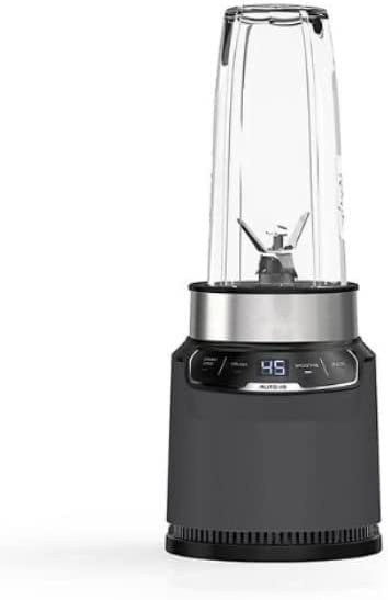 Ninja BN401-A Nutri Pro Compact Personal Blender, Auto-iQ Technology, 1100-Peak-Watts, for Frozen Drinks, Smoothies, Sauces & More, with (2) 32-oz. To-Go Cups & Spout Lids, Gray (2) 32-oz. To-Go Cups, Dark Gray)