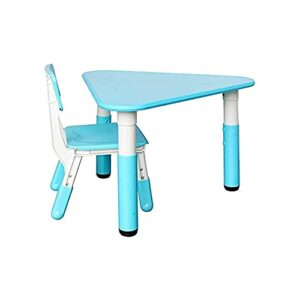 walnut children/kids study table and chair set, home/kindergarten adjustable game table, dining table, childs studying painting home school 1 table 1 chairs (color : blue)