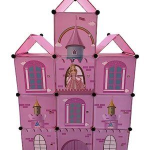 Lilly's Love Cube Castle Childrens Toy Storage, Dresser Cabinet for Stuffed Animals and Clothing, Pink Princess Design