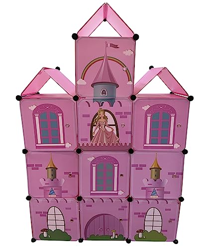 Lilly's Love Cube Castle Childrens Toy Storage, Dresser Cabinet for Stuffed Animals and Clothing, Pink Princess Design