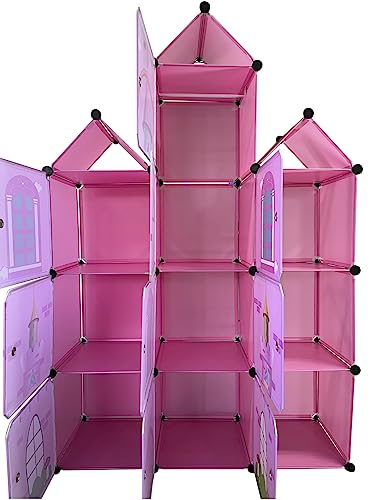 Lilly's Love Cube Castle Childrens Toy Storage, Dresser Cabinet for Stuffed Animals and Clothing, Pink Princess Design