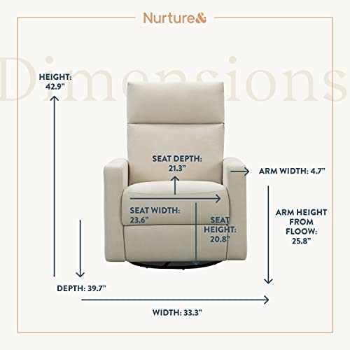 Nurture& The Glider Plus - Premium Nursery Power Recliner | Swivel Chair with Adjustable Head Support and Adjustable Lumbar Support | Built-in USB - The Ultimate Comfort for Nursing, Relaxing (Ivory)