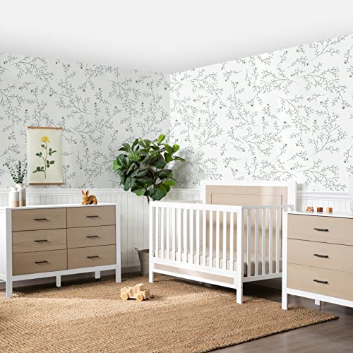 Carter's by DaVinci Radley 4-in-1 Convertible Crib in White & Coastwood, Greenguard Gold Certified