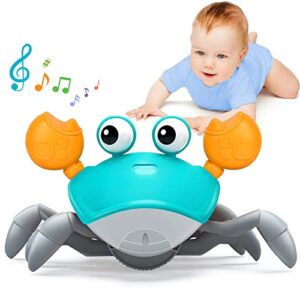 crawling crab baby toy, aodesem rechargeable tummy time baby walkers toys with music and led light, sensory toys for infant toddler boys girls gifts